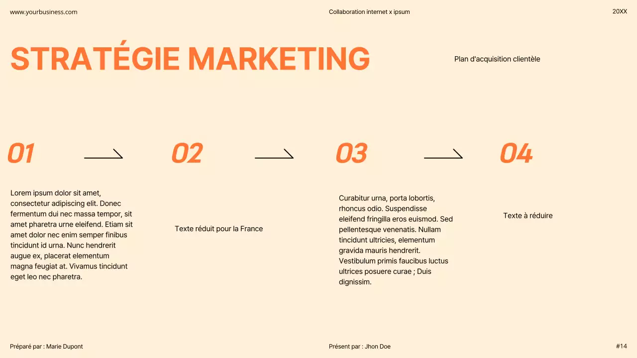 Orange Moderne Minimal Gras Pitch Deck Proposition