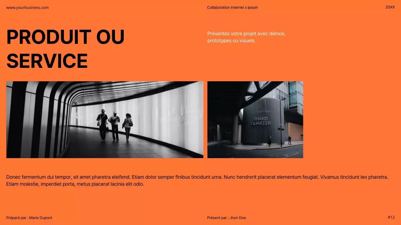 Orange Moderne Minimal Gras Pitch Deck Proposition
