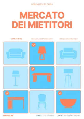 Promuovere un semplice mercato di mobili in arancione e blu chiaro