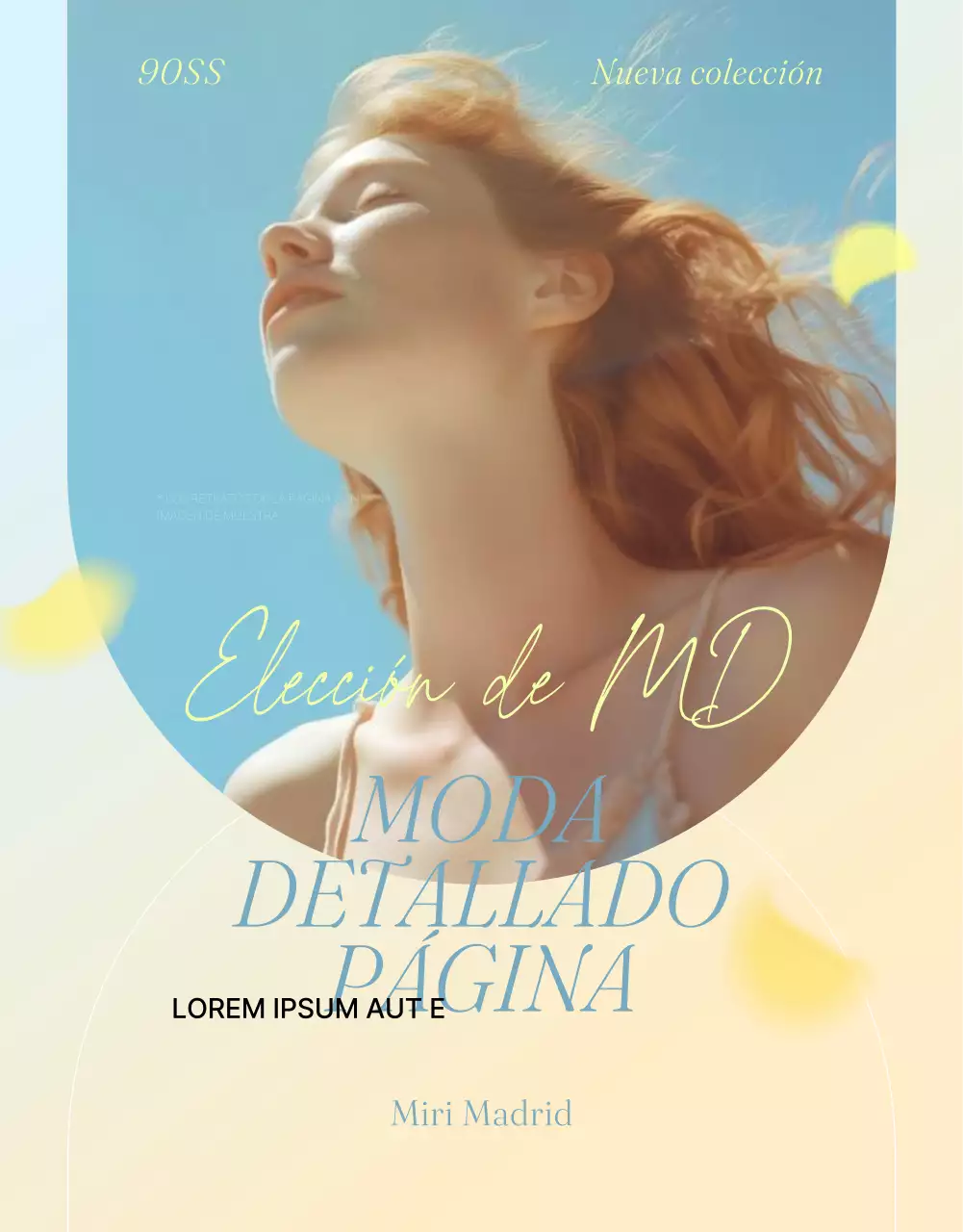 Promover un centro comercial de moda en azul claro y amarillo