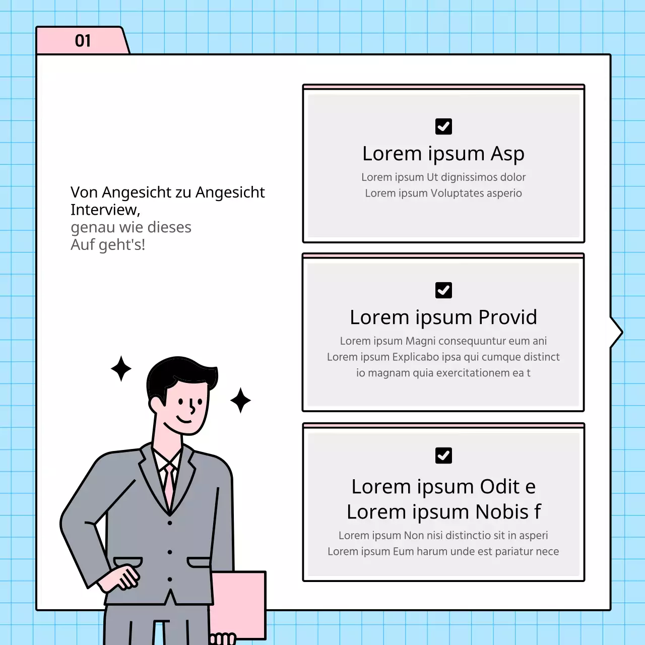 Über einfache Bewerbungsstrategien in Hellblau und Rosa