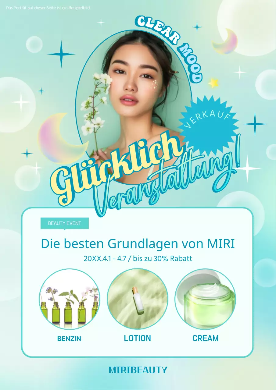 Bunte Werbebroschüre für Kosmetik und Schönheit in Lotus und Minze