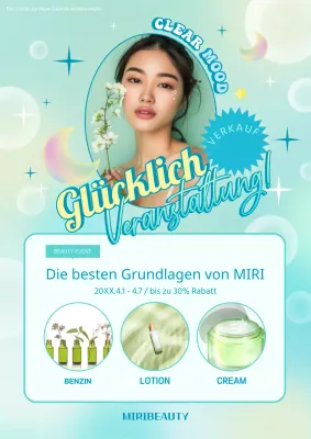 Bunte Werbebroschüre für Kosmetik und Schönheit in Lotus und Minze