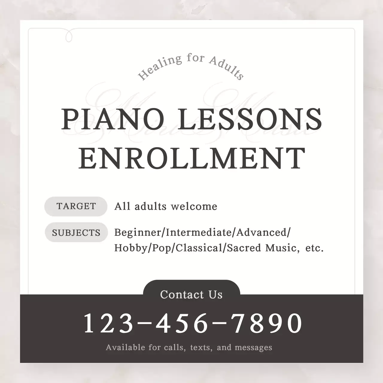 White Classic Piano Promotion Instagram Post