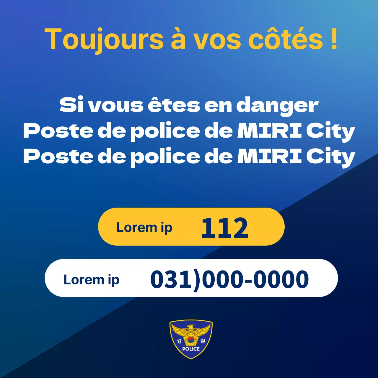 Un simple bulletin d'information sur le poste de police bleu et jaune