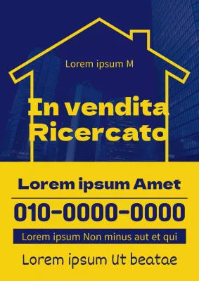 Un semplice annuncio di vendita di un immobile in blu e giallo