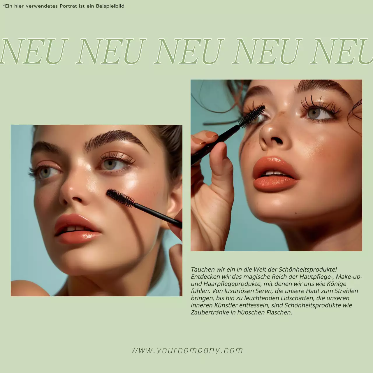 Grün und Schwarz Moderne Fotorahmen Makeup Beauty School Promotion