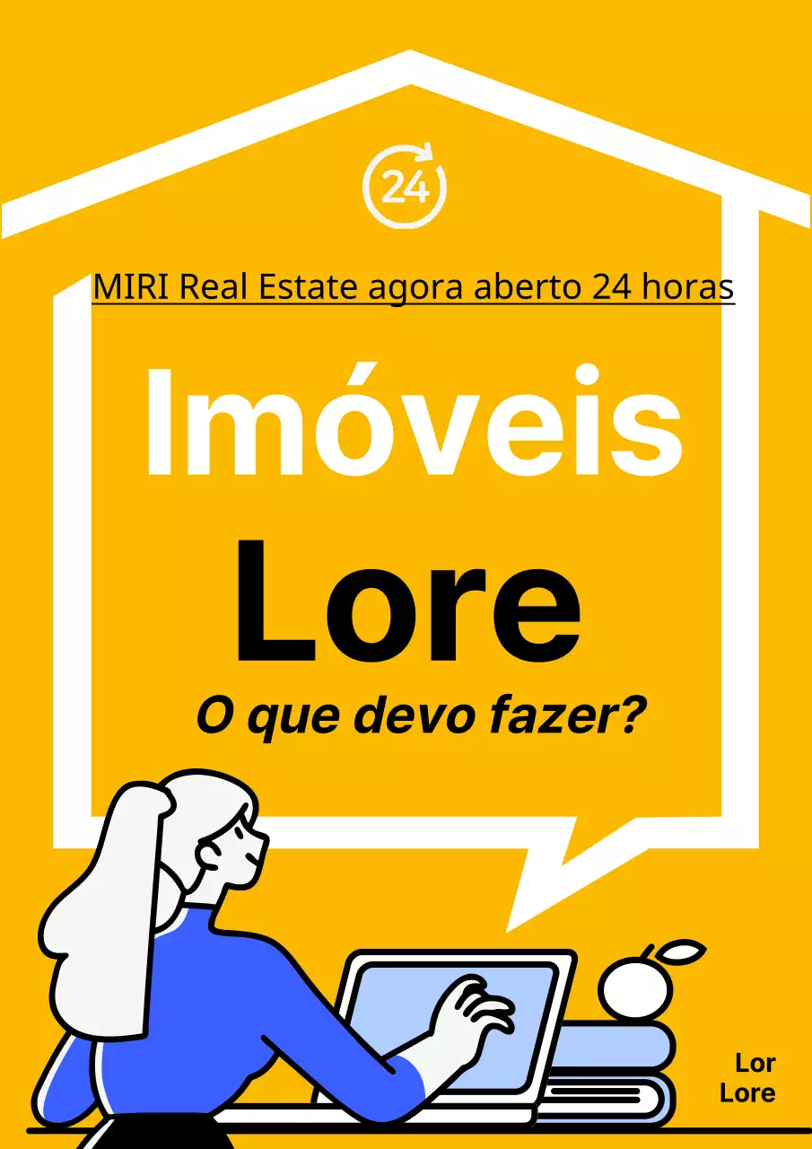 Folheto simples de aconselhamento imobiliário 24 horas, amarelo e branco