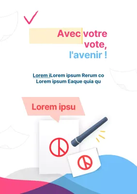 Une simple annonce d'encouragement au vote en rose vif et bleu clair