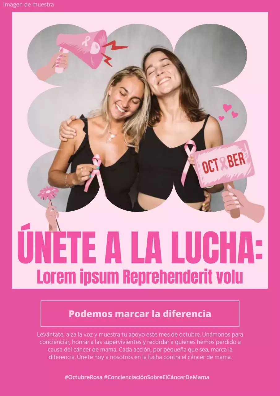 Publicidad moderna rosa y roja de concienciación sobre el cáncer de mama