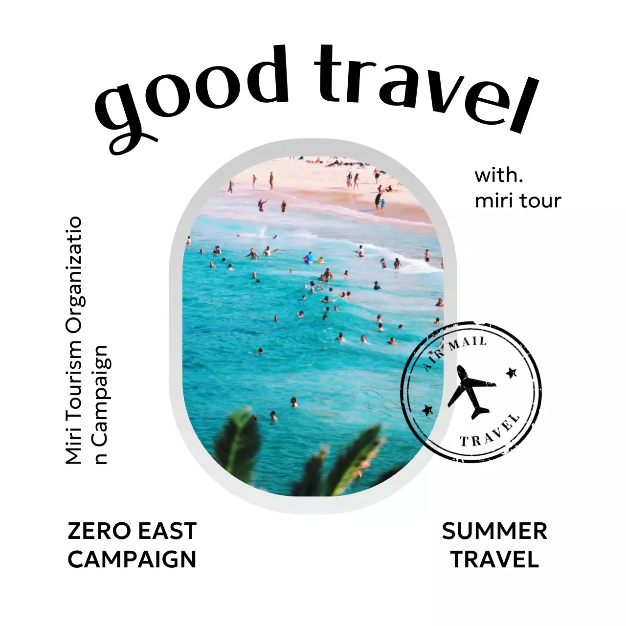 Travel campaign with beach photos in window frames