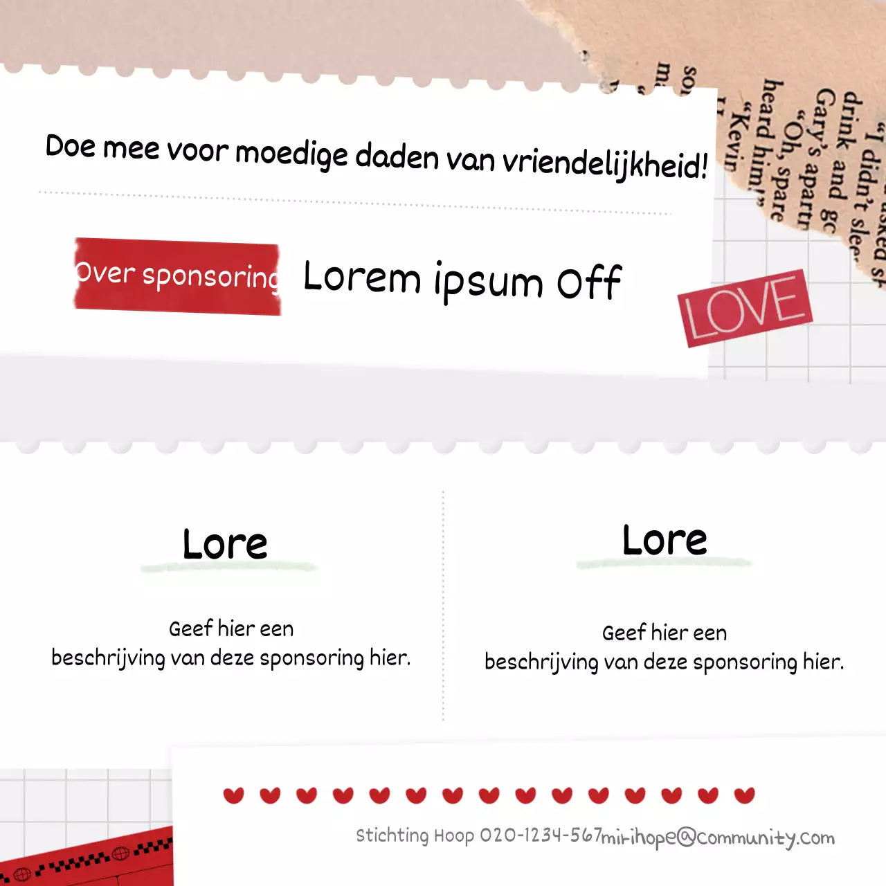 Vintage rode en beige sponsorgidsen en rapporten