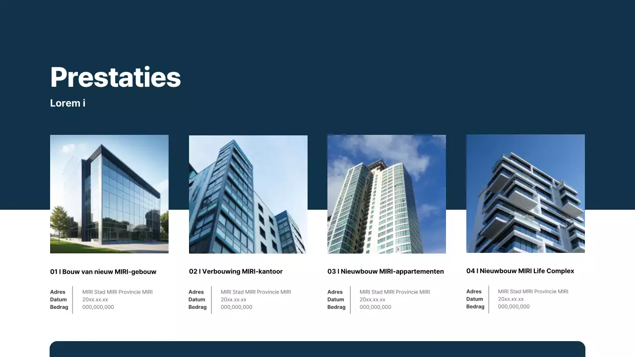 Een eenvoudig, marineblauw verslag van de tijdwaarneming van een bouwbedrijf