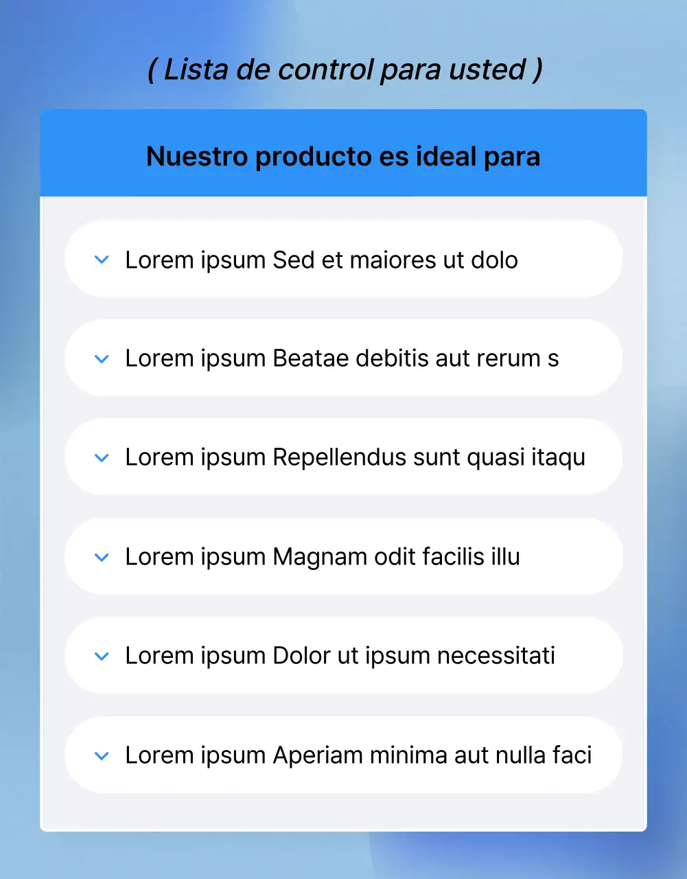 Promover el azul y blanco de moda de moda detalle página de control