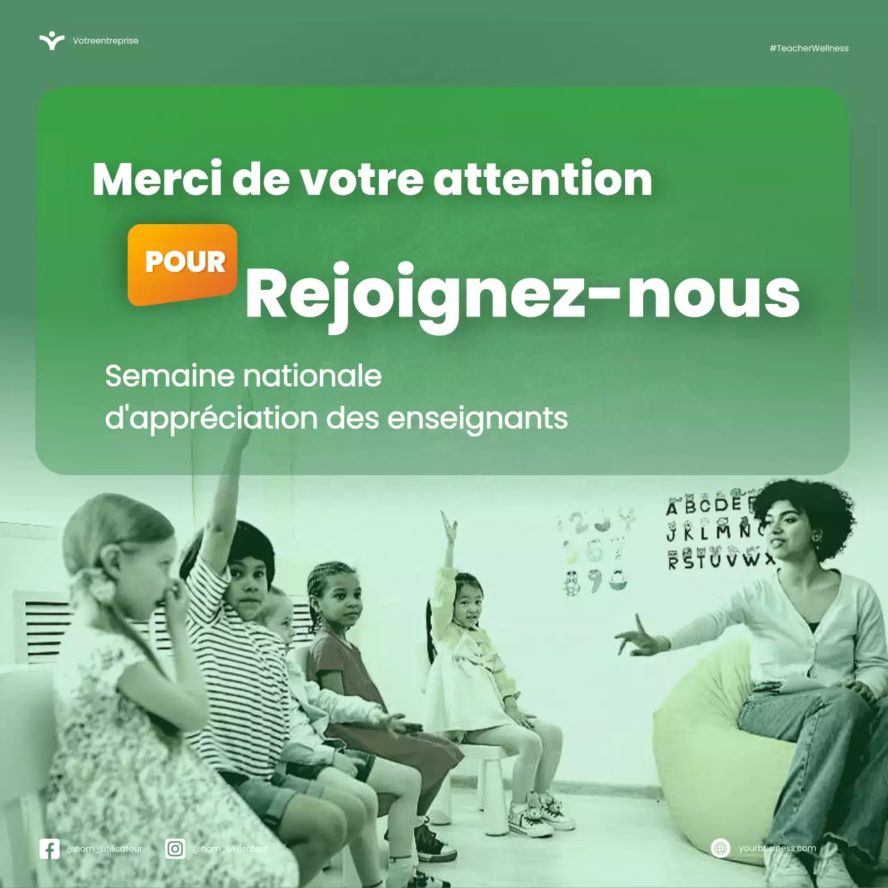 Vert Orange Moderne Semaine nationale d'appréciation des enseignants Microblog Carousel Tips