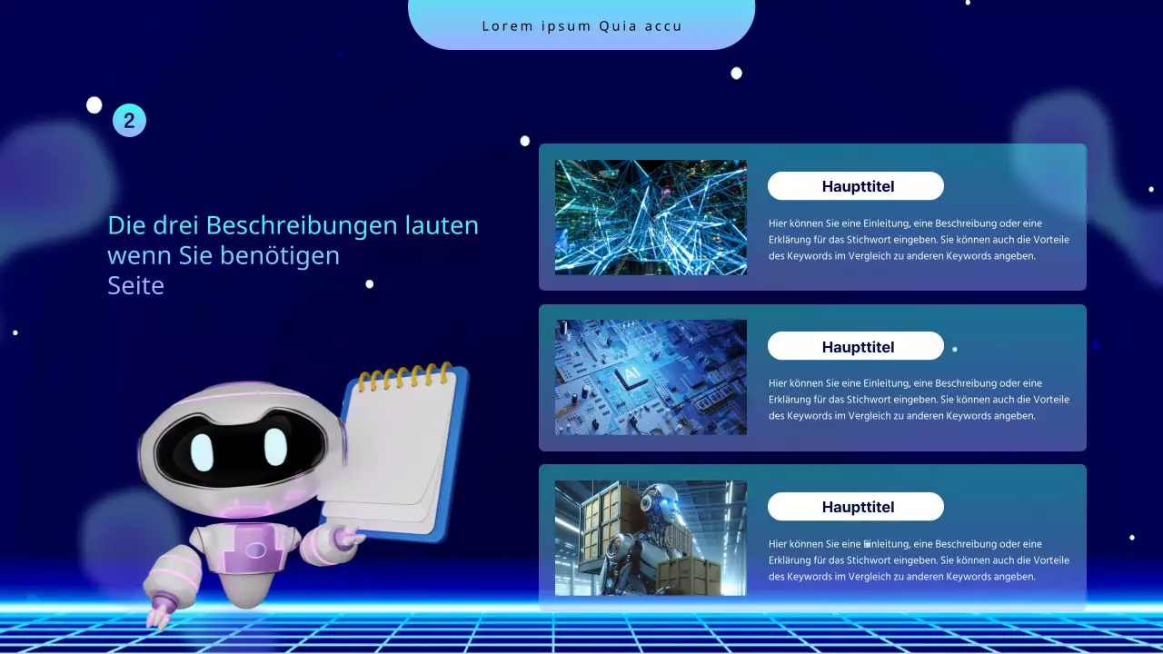 Chatbot-Lehrplan für den Cybernetic Science Day in Marineblau und Hellblau