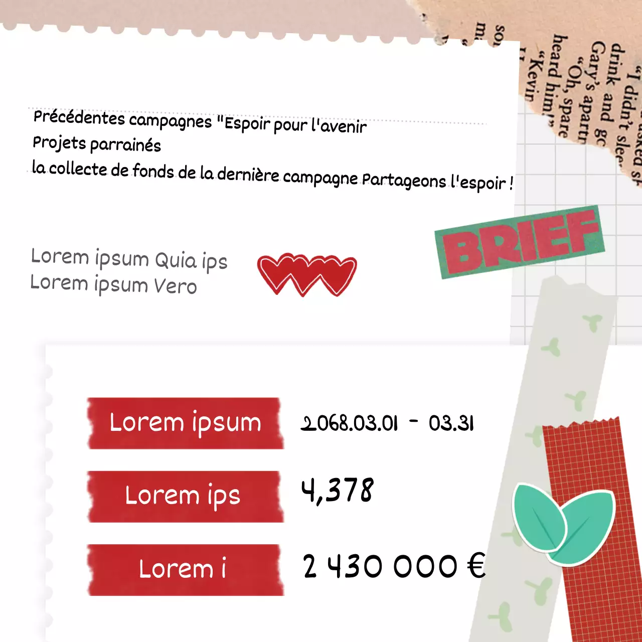 Guides et rapports de parrainage vintage rouge et beige