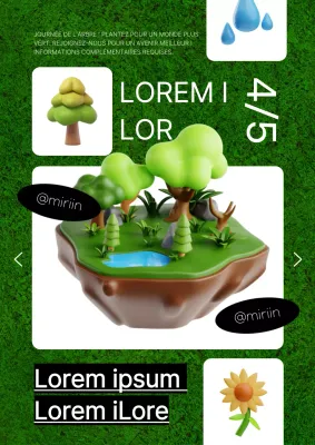 Une jolie affiche verte et blanche faisant la promotion d'un événement de plantation d'arbres dans le cadre de la Journée de l'arbre.