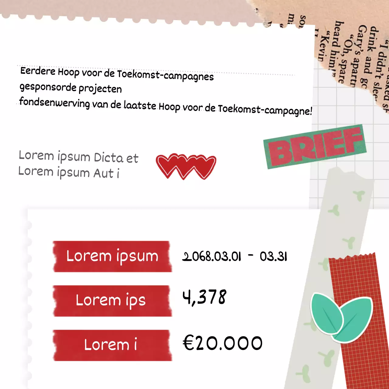 Vintage rode en beige sponsorgidsen en rapporten