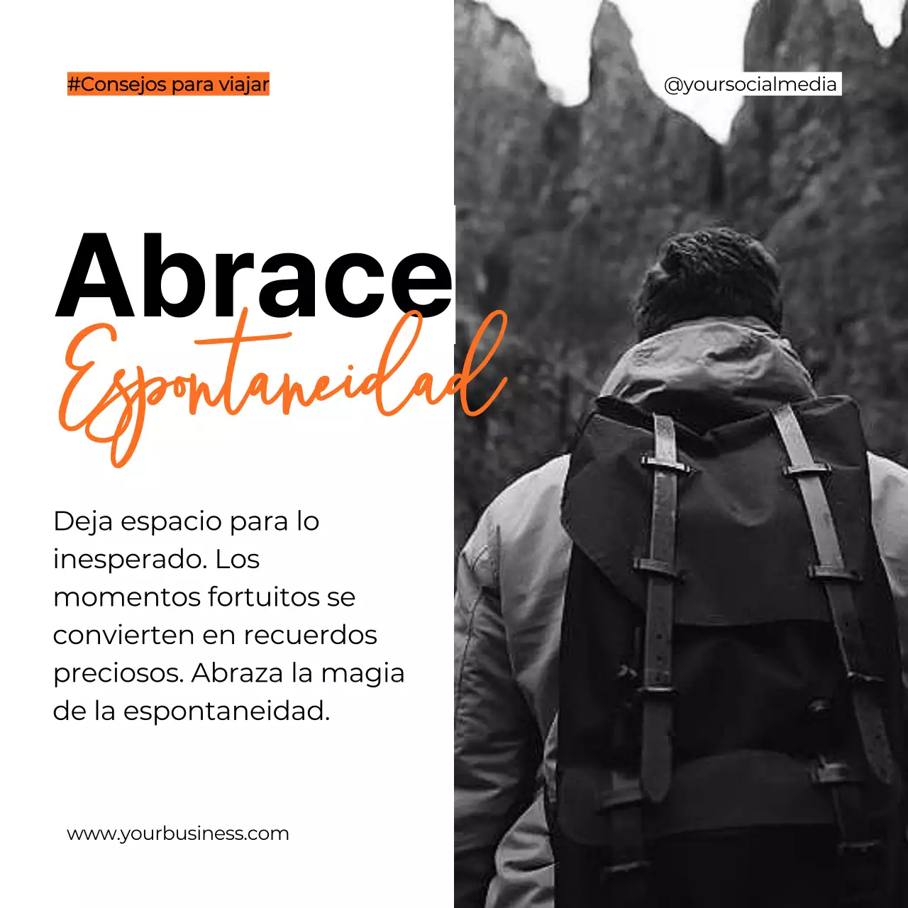 Negro Blanco Naranja Negrita Planificación de viajes Consejos Instagram Carrusel