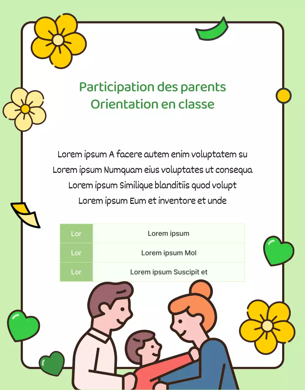 Avis aux parents pour les enseignants de maternelle roses et mignons