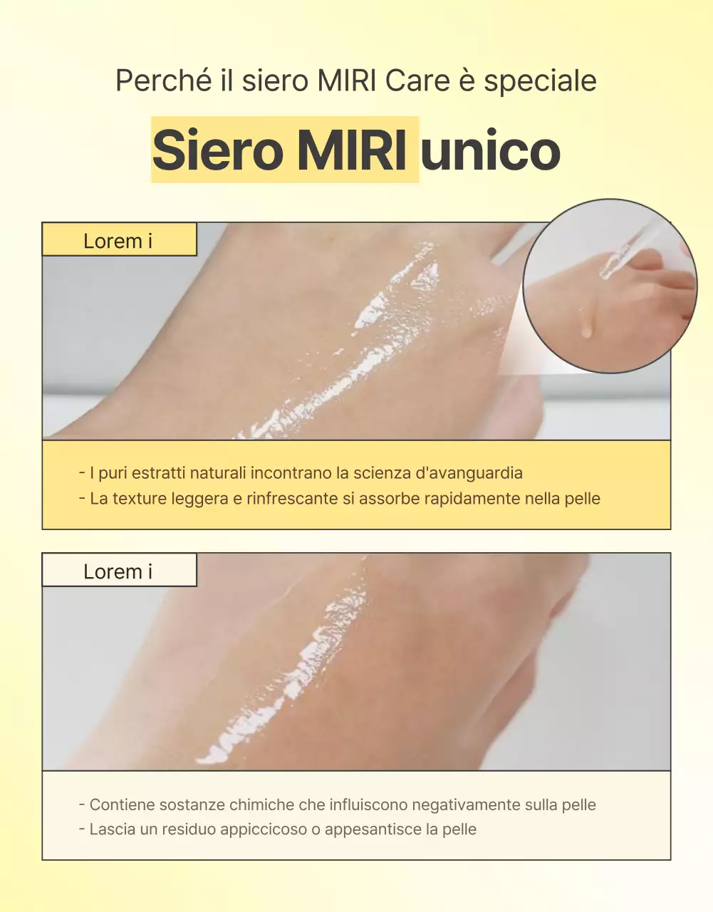 Promozione semplice, ottimizzata per i dispositivi mobili e dettagliata dei cosmetici per la cura della pelle in giallo e arancione