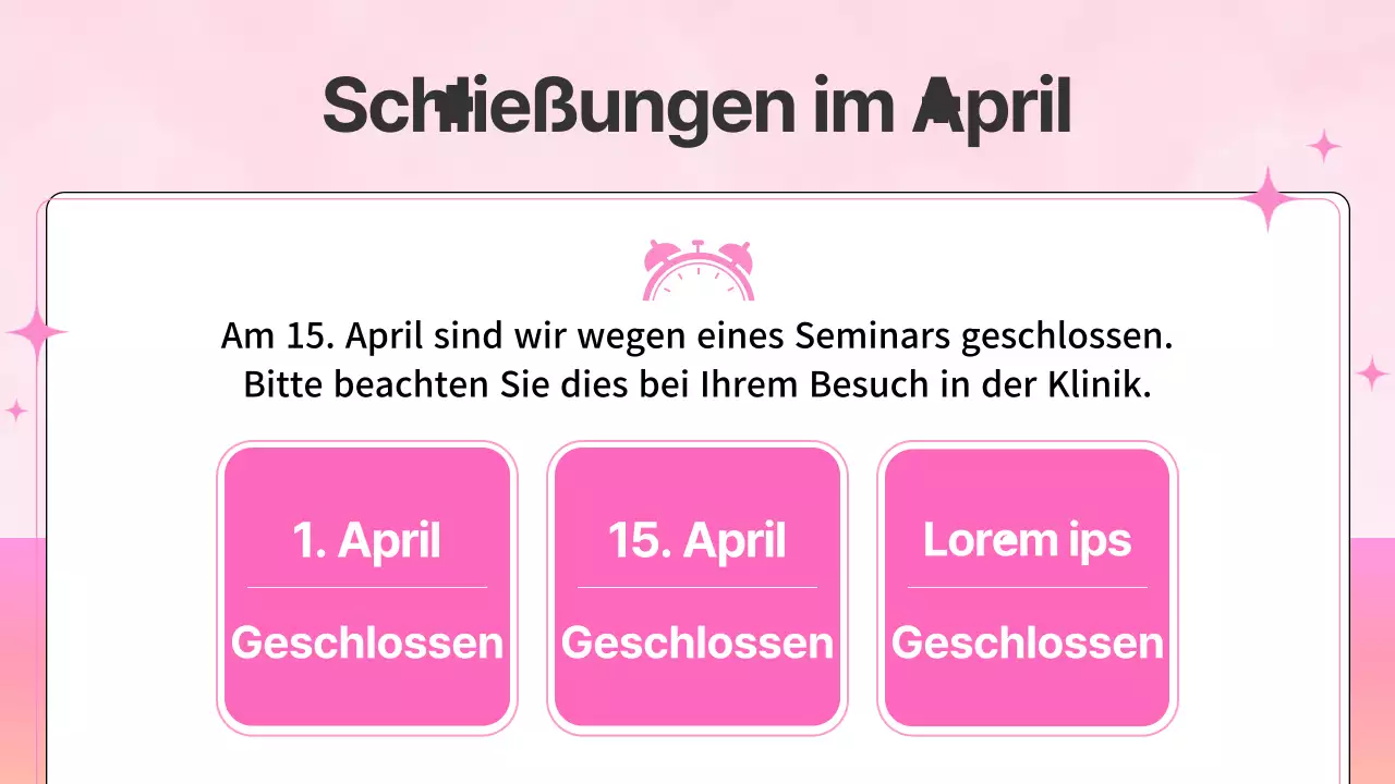 Mitteilung des rosa-orangenen Advanced Care Hospital