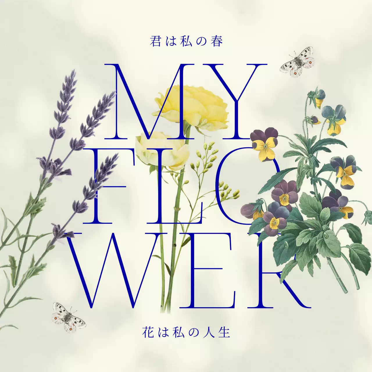 アイボリー 上品 花 ポスター SNS投稿 正方形