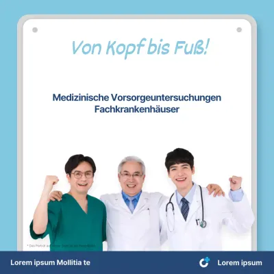 Förderung einer einfachen Klinik für Gesundheitsuntersuchungen in Hellblau und Marineblau