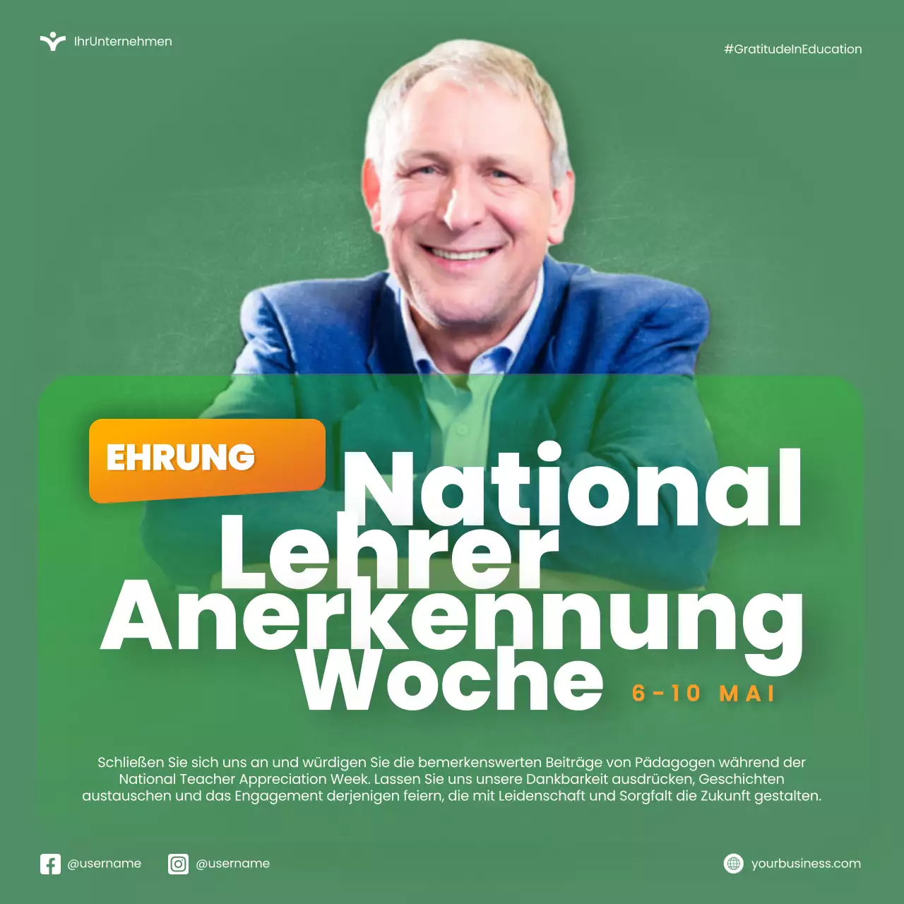 Grün Orange Modern National Teacher Appreciation Week Microblog Karussell Tipps