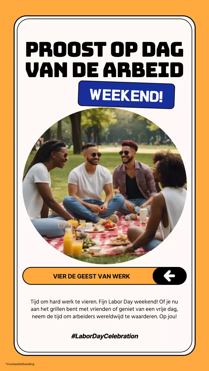 Geel en wit moderne viering van de Dag van de Arbeid Publiciteit