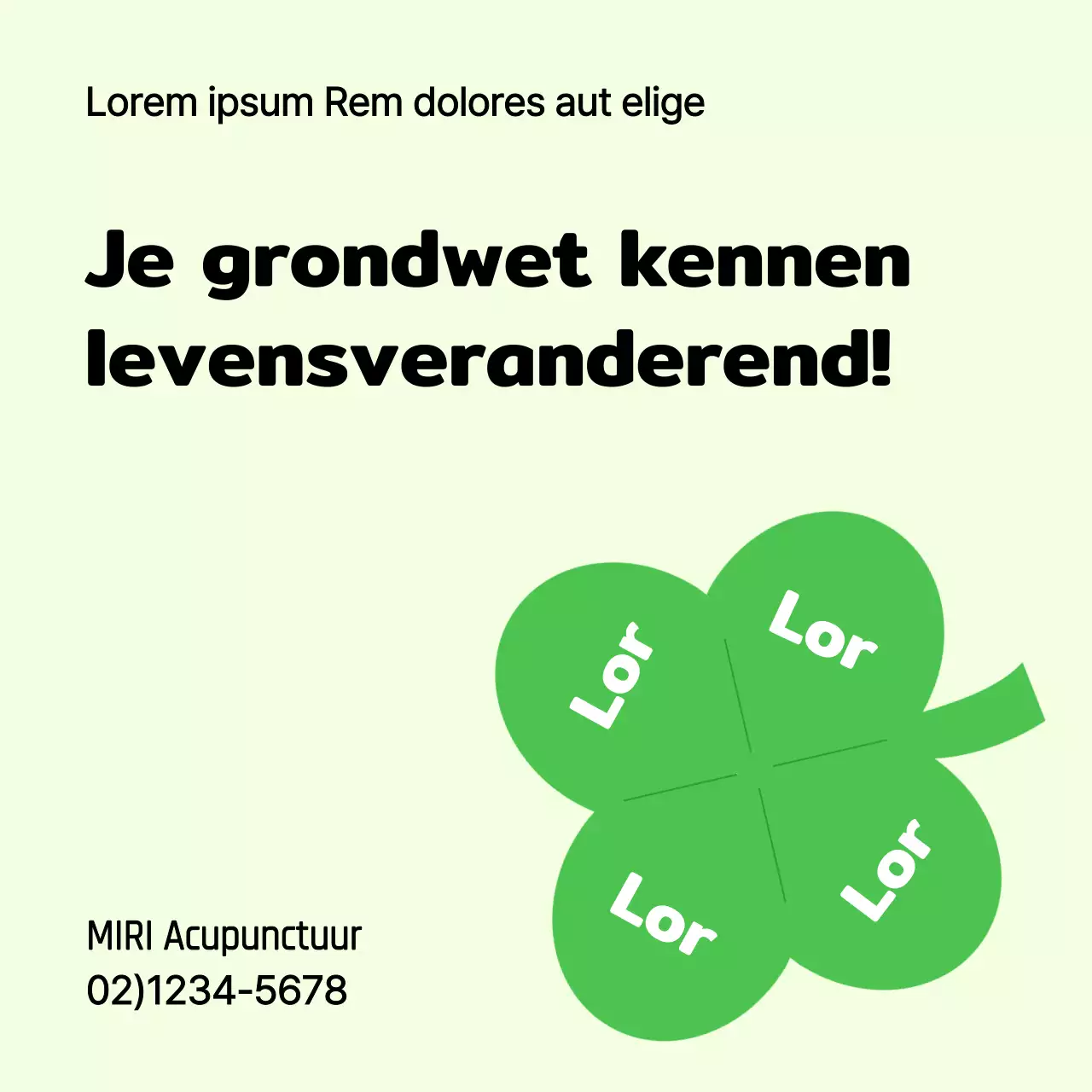 Een eenvoudige advertentie voor een oosterse kliniek in chartreuse