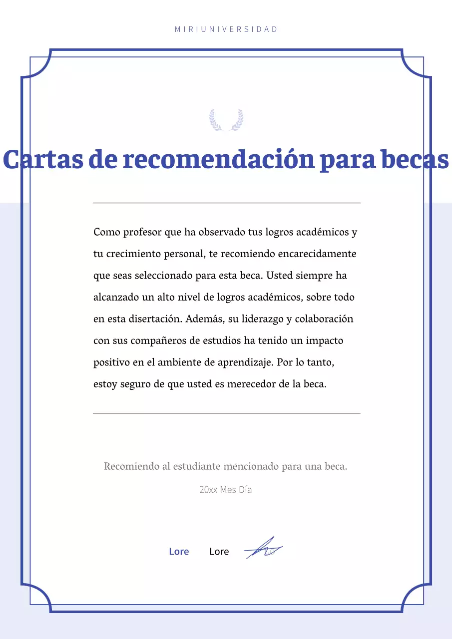 Acerca de la carta de recomendación simple para becas de la Armada