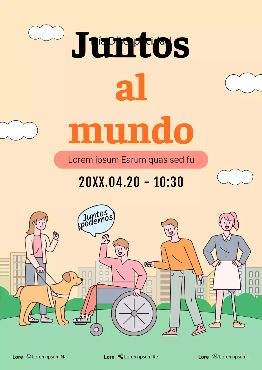 Cartel naranja y verde para promocionar los actos del Día de la Discapacidad