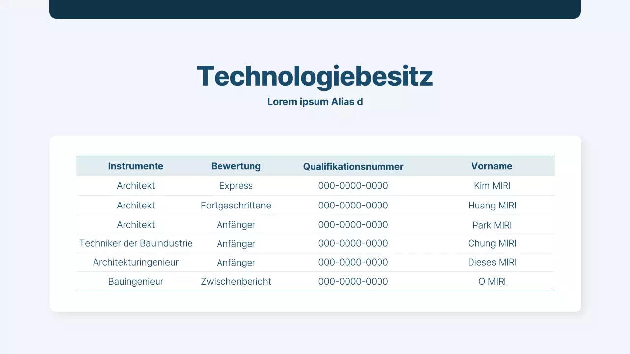 Ein schlichter, marineblauer Bericht eines Bauunternehmens über die Zeitmessung