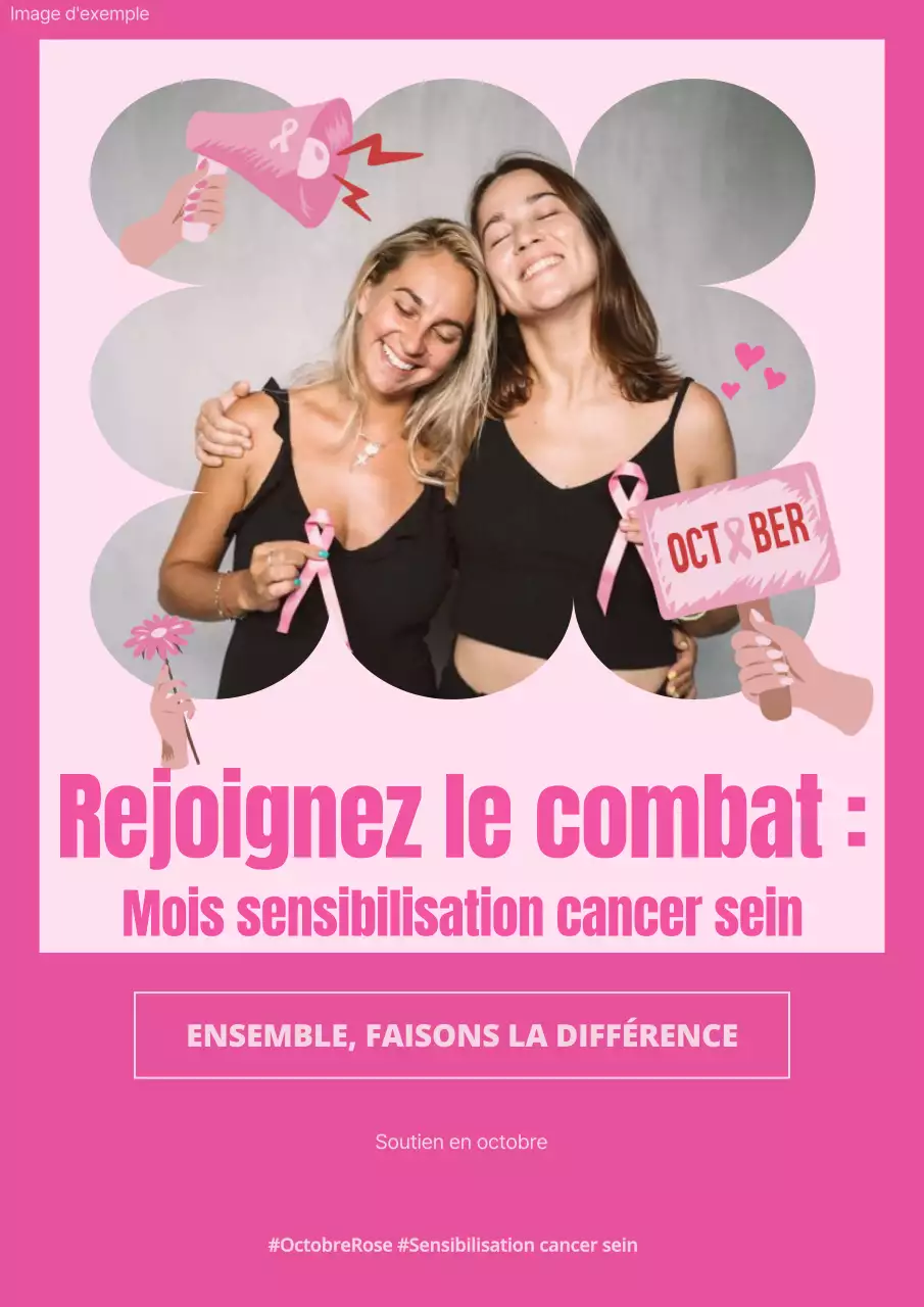 Publicité moderne rose et rouge pour la sensibilisation au cancer du sein