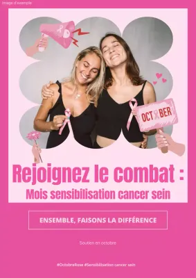 Publicité moderne rose et rouge pour la sensibilisation au cancer du sein