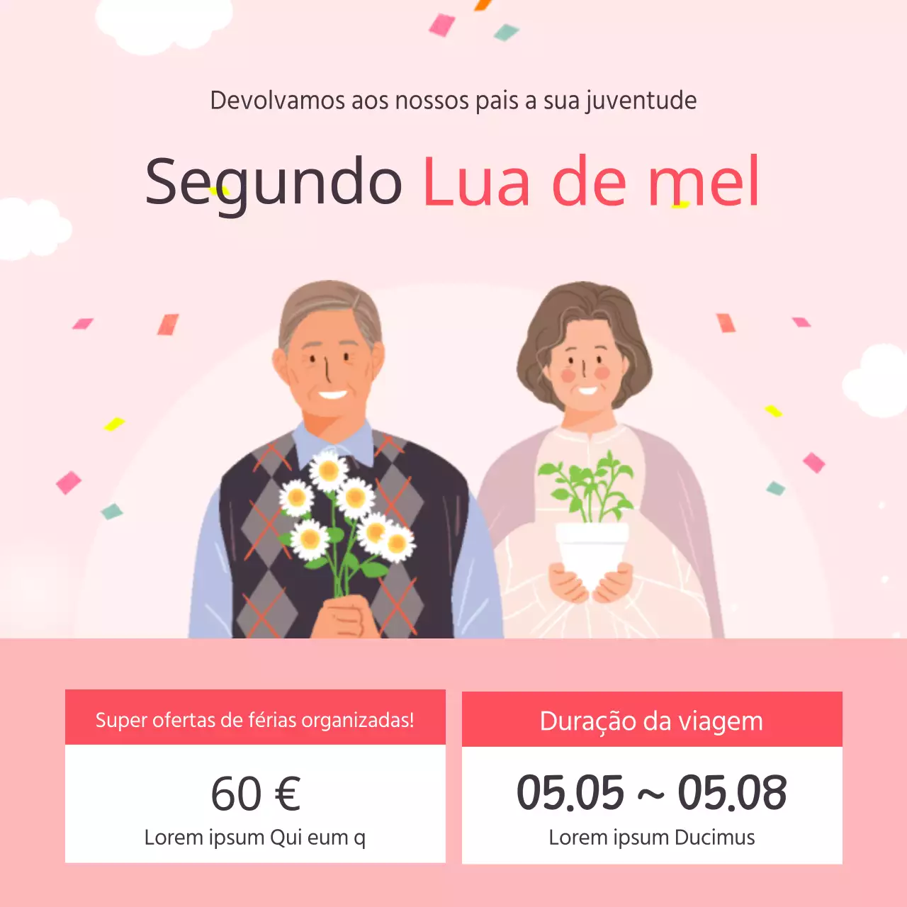 Um bonito anúncio de turismo de piedade filial com um fundo cor-de-rosa