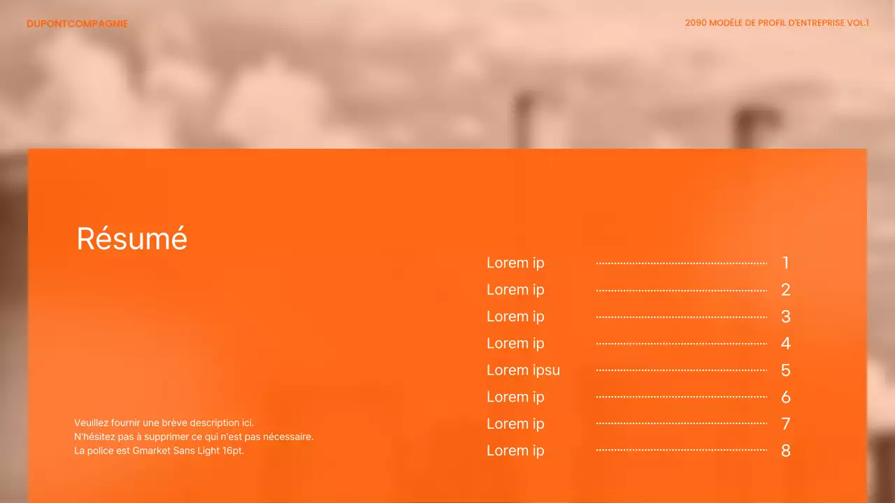 Papier à en-tête moderne, orange et blanc, d'une entreprise de produits chimiques industriels lourds