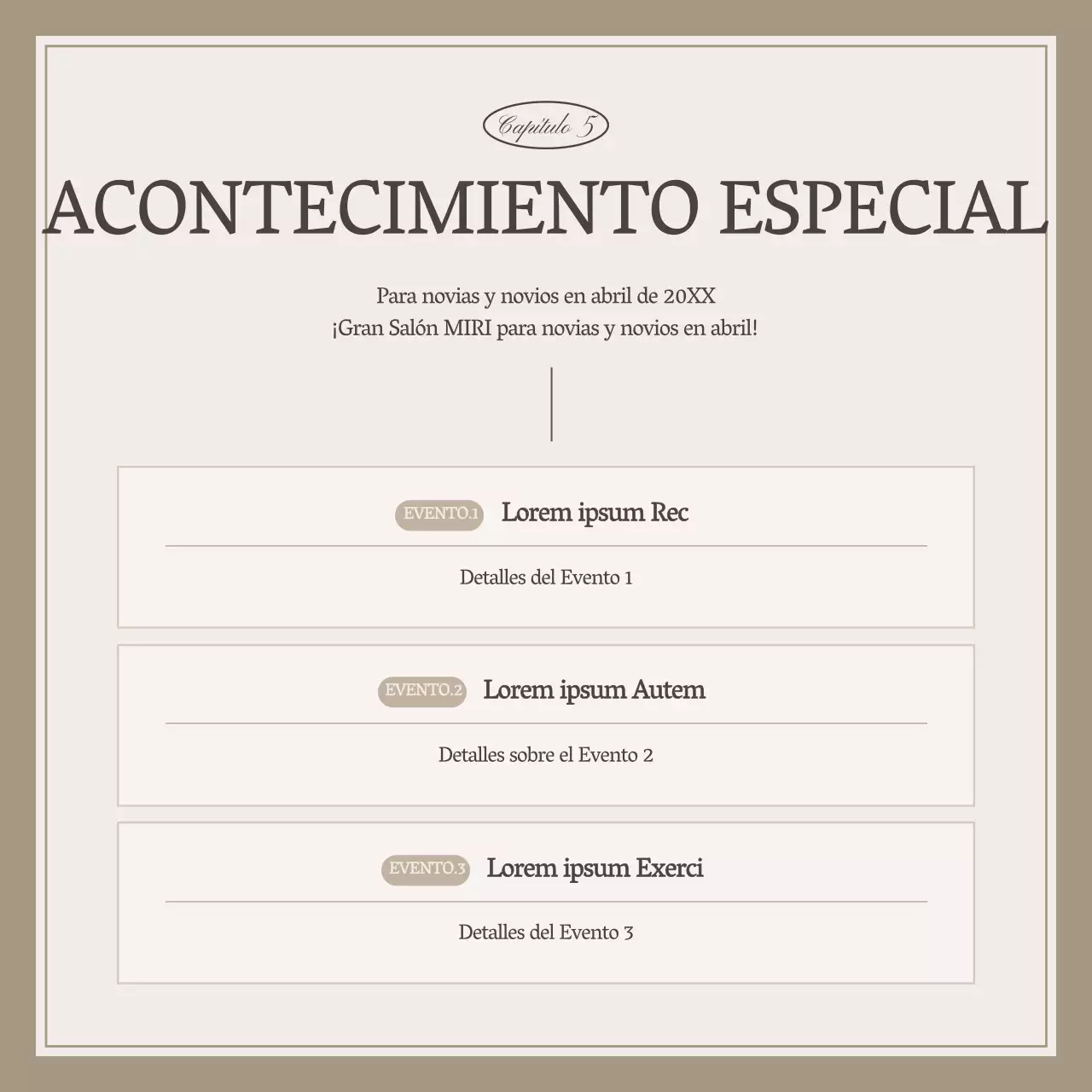 Promover un proveedor de bodas sencillo en marfil y beige