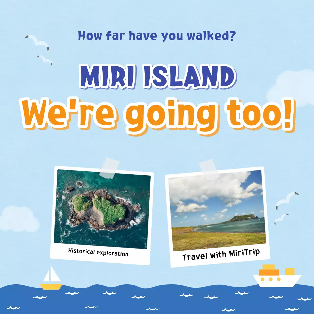 Blue Tropical Travel Promotion Social Media Post