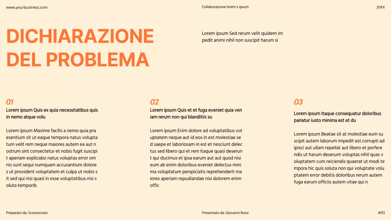 Arancione Moderno Minimal Bold Pitch Deck Proposta