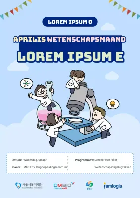 Leuke scheikundedag flyer in lichtblauw