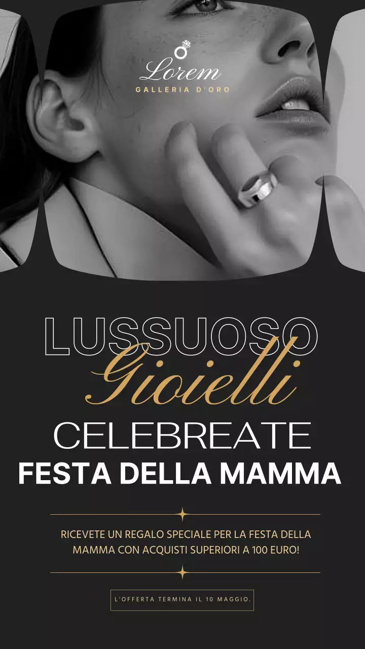 Oro Nero Classico Elegante Prezzo Speciale Gioielli Promo Sulla Festa della Mamma Pubblicità