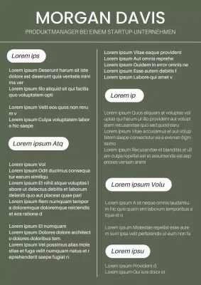 Khaki und Weiß Modern Product Manager Lebenslauf Einleitung