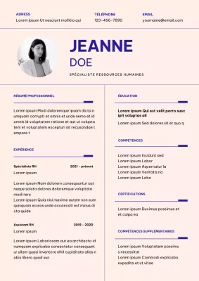 Cream Simple Human Resources Specialist Resume (CV de spécialiste des ressources humaines)