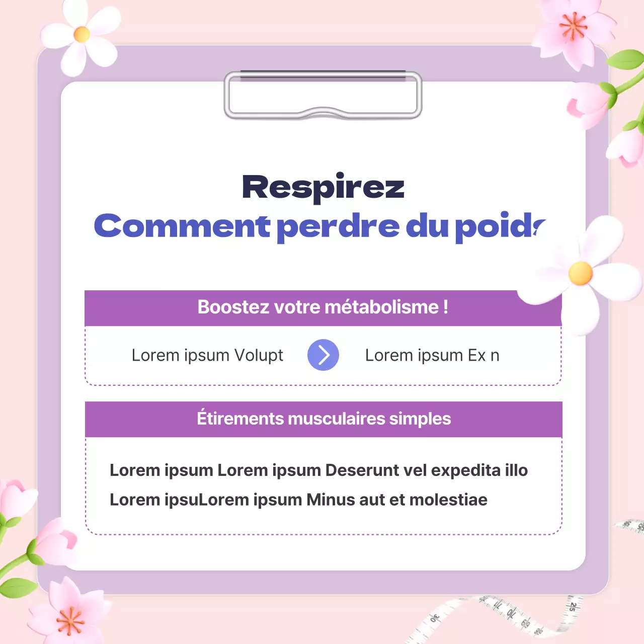 Promotion de la clinique d'obésité d'une clinique coréenne avec une jolie fleur printanière de couleur mauve.
