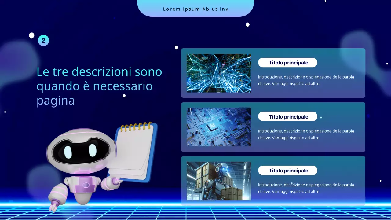 Piano didattico del Chatbot della Giornata della Scienza Cibernetica in blu navy e azzurro
