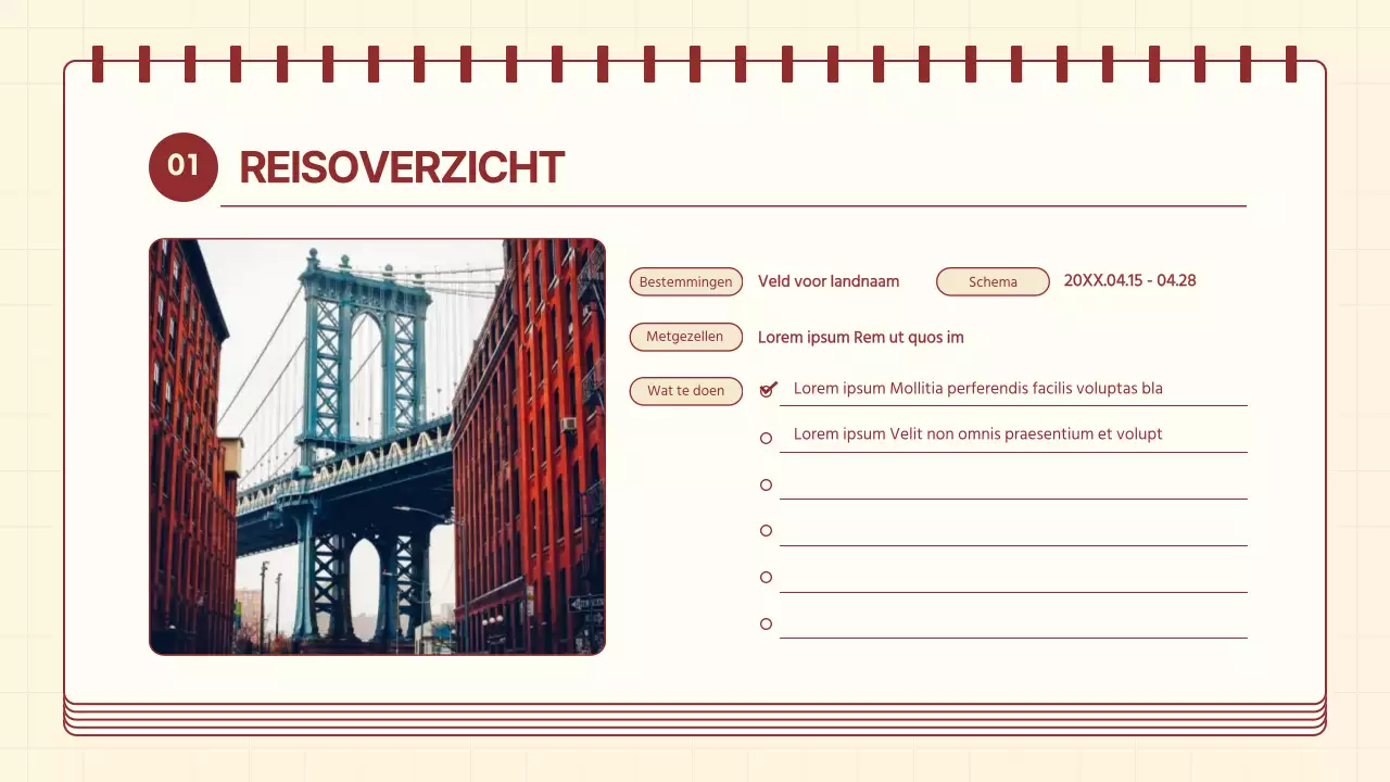 Een gezellige routebeschrijving in rood en ivoor