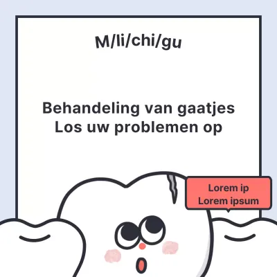 Eenvoudige behandeling van gaatjes tandheelkundige reclame in lichtblauw